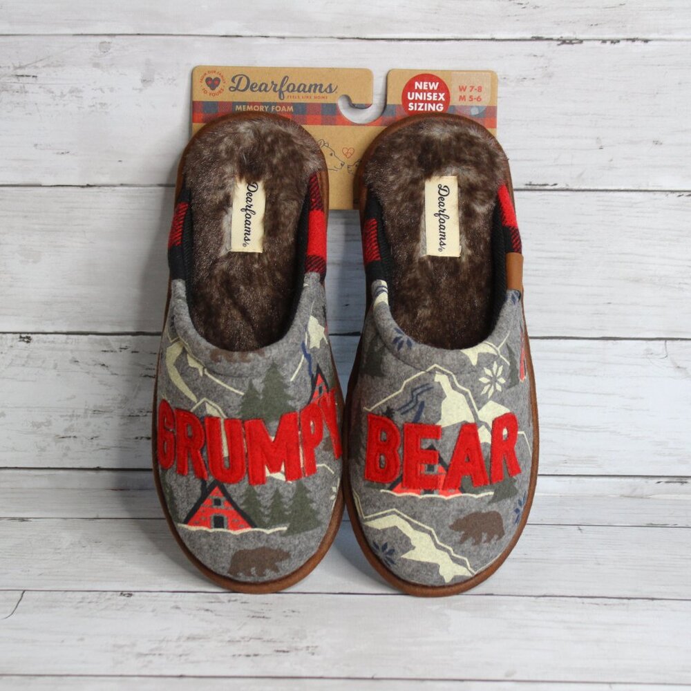 Dearfoams Women's Slippers Size 9 10 Grumpy Bear